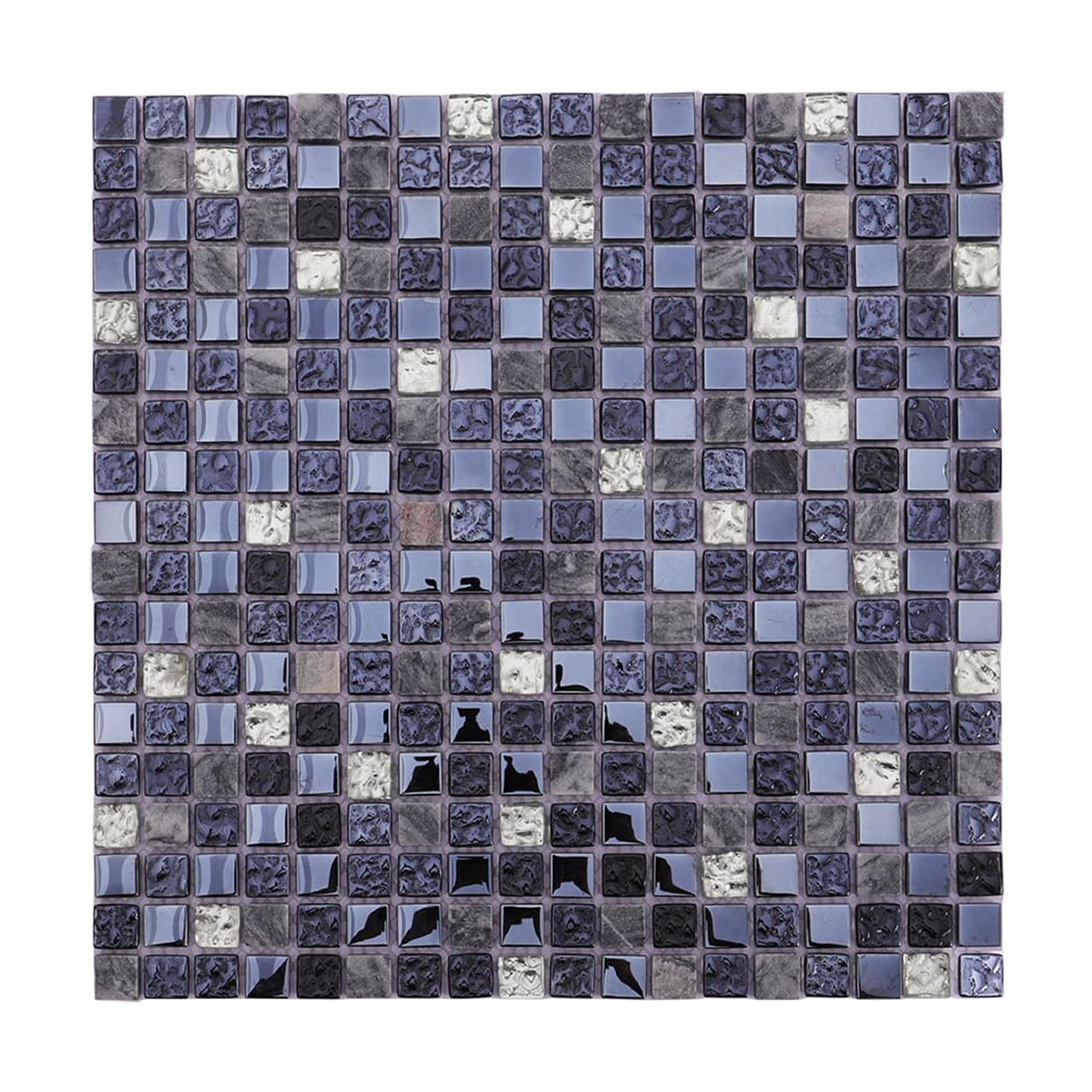 Black Silver Glass and Stone Mosaic Tile For Wall and Floor — mosaic ghép nghệ thuật bằng thủy tinh đen & bạc