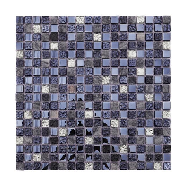 Black Silver Glass and Stone Mosaic Tile For Wall and Floor — mosaic ghép nghệ thuật bằng thủy tinh đen & bạc