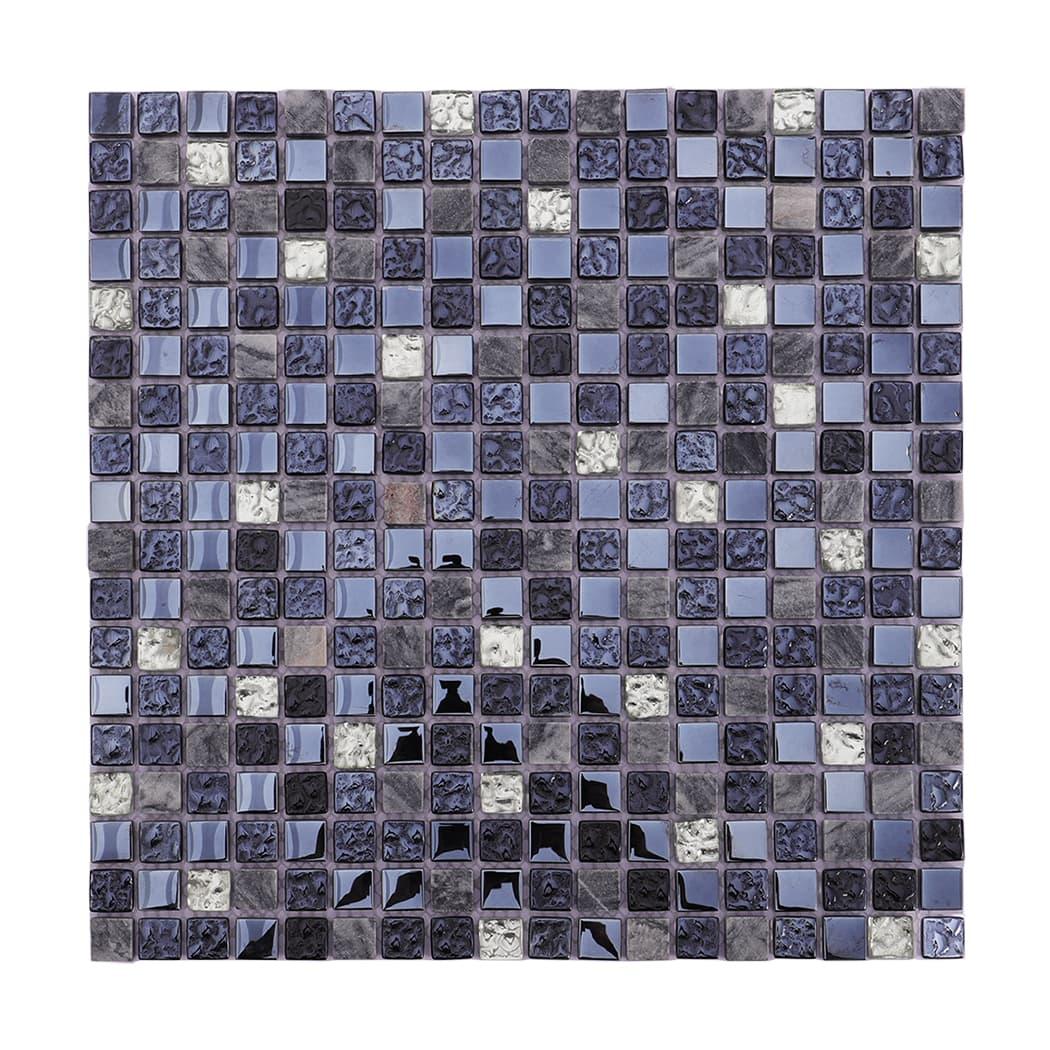 Black Silver Glass and Stone Mosaic Tile For Wall and Floor — mosaic ghép nghệ thuật bằng thủy tinh đen & bạc