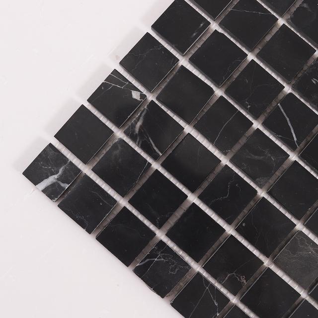 Nero Marquina Square Marble Mosaic Tiles — mosaic vuông bằng đá marble đen