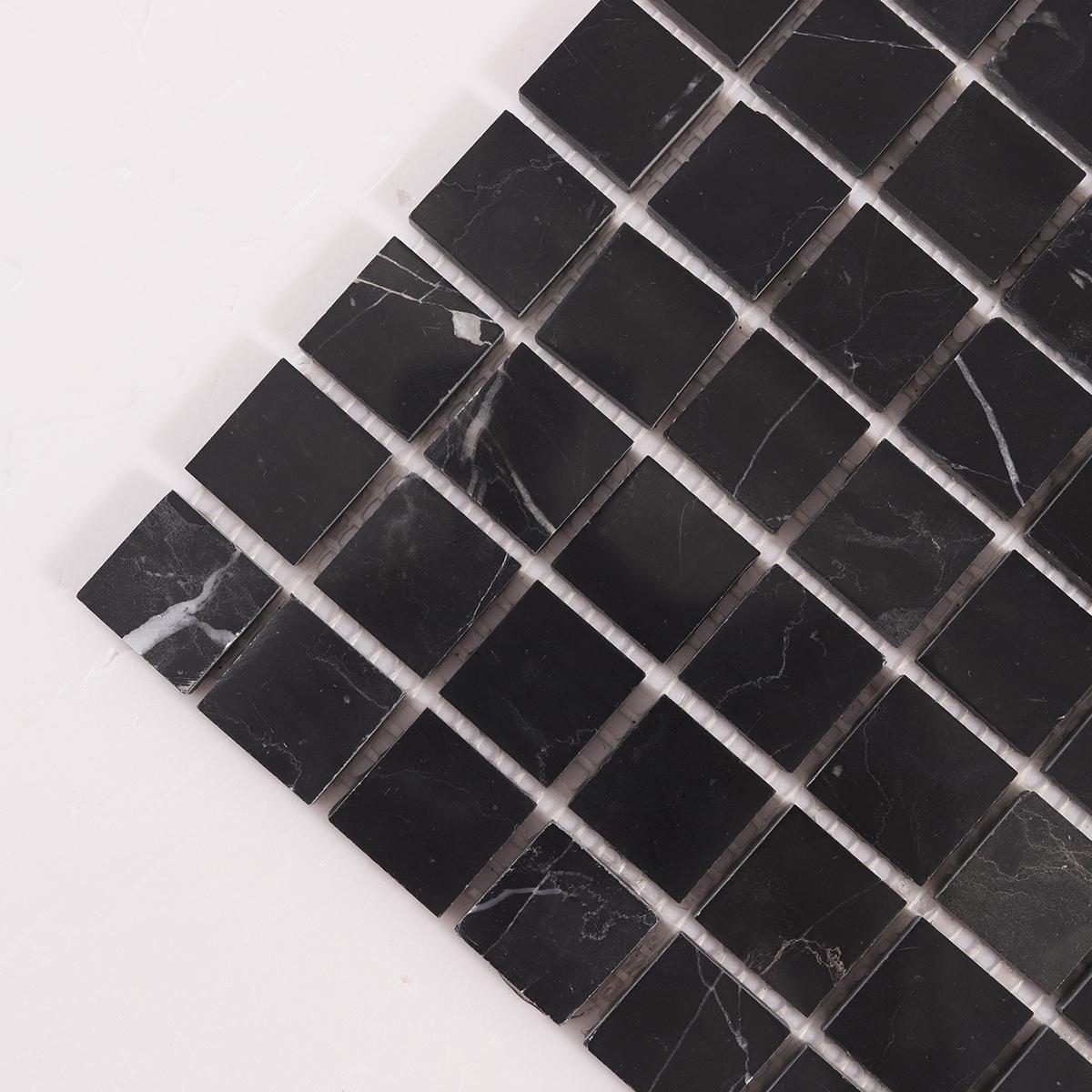 Nero Marquina Square Marble Mosaic Tiles — mosaic vuông bằng đá marble đen