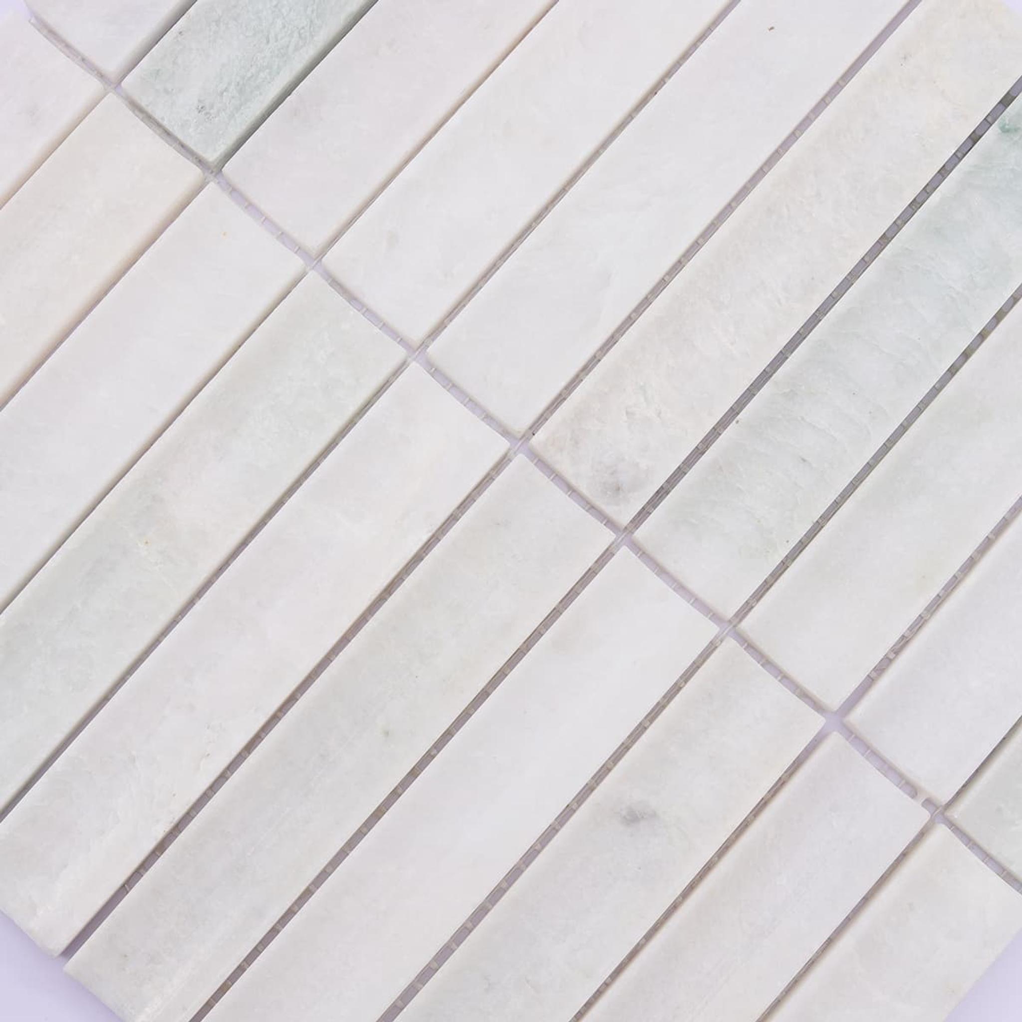 White Jade Polished Marble Mosaic Strip Fluted Wall Tile — mosaic rãnh sọc (fluted) bằng đá marble trắng