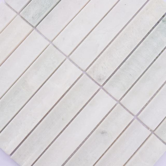 White Jade Polished Marble Mosaic Strip Fluted Wall Tile — mosaic rãnh sọc (fluted) bằng đá marble trắng
