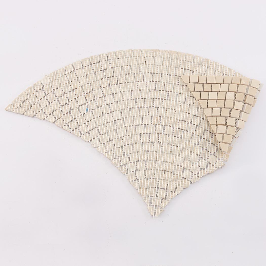 Beige Fan-Shaped Marble Mosaic — mosaic nan quạt bằng đá marble beige