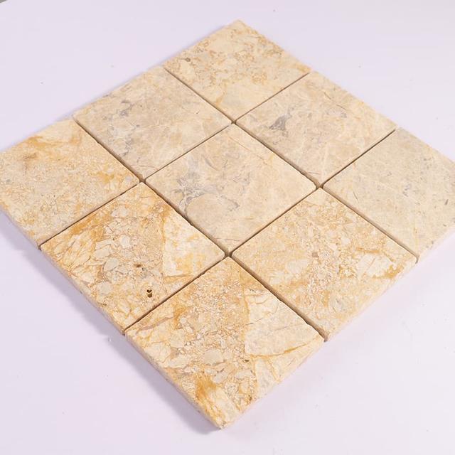 Beige Big Square Marble Mosaic Wall Tile — mosaic vuông bằng đá marble beige