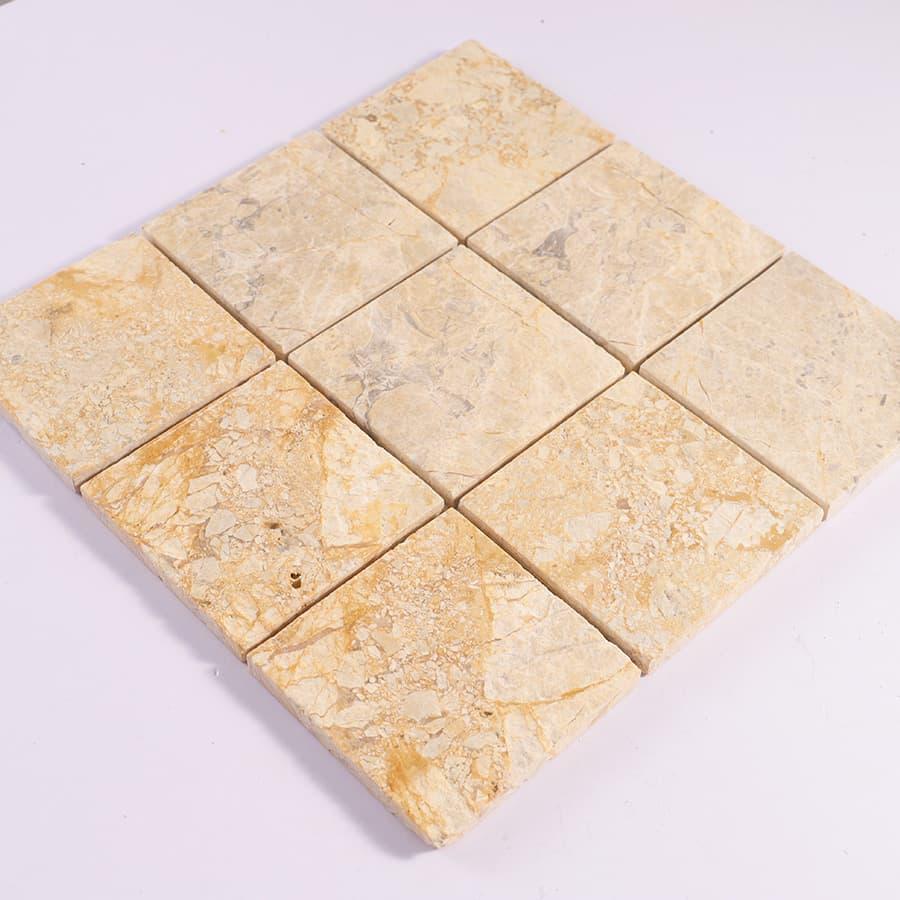 Beige Big Square Marble Mosaic Wall Tile — mosaic vuông bằng đá marble beige