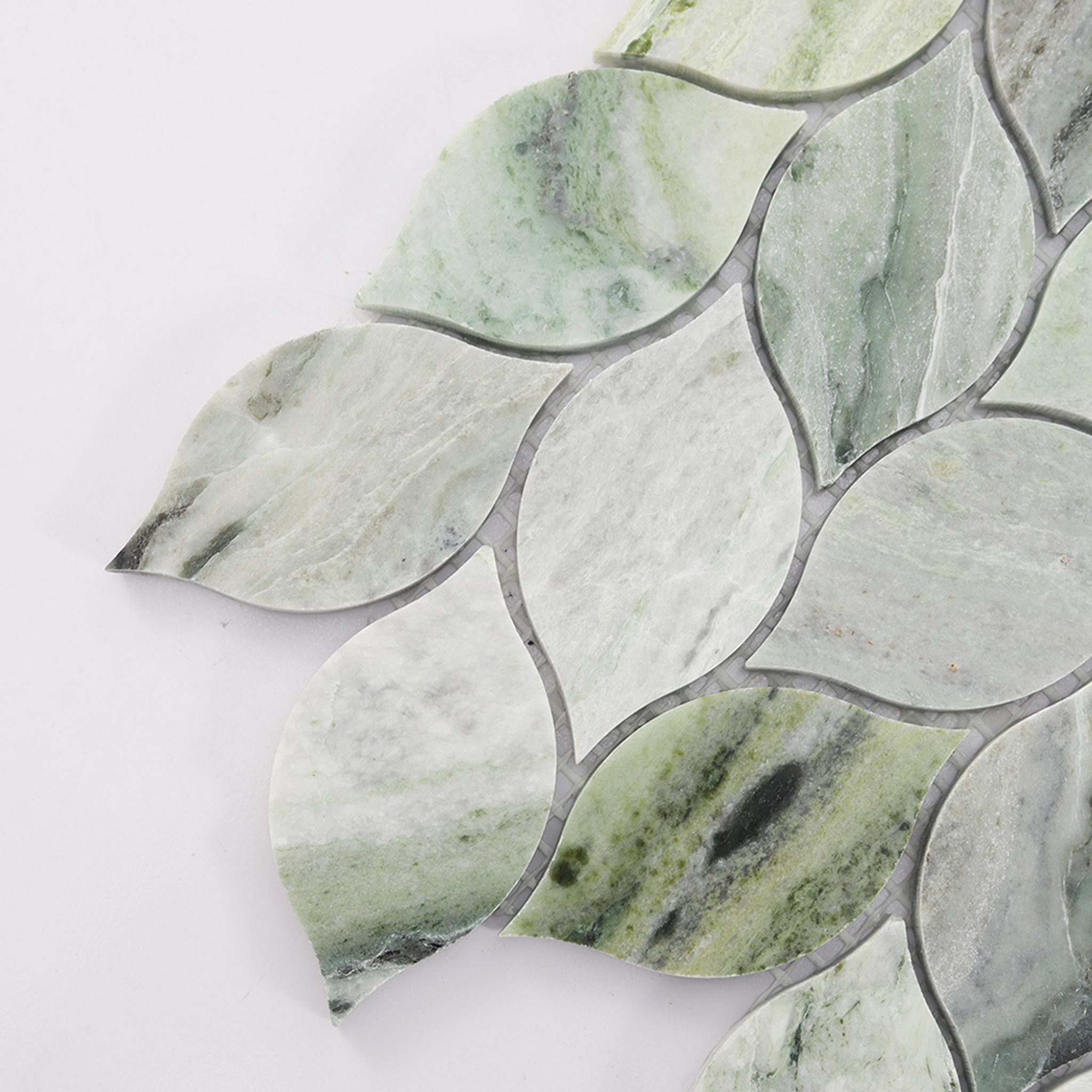 Green Leaf Marble Mosaic Tile — mosaic ghép nghệ thuật bằng đá marble xanh lục