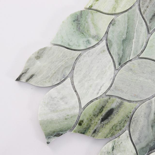 Green Leaf Marble Mosaic Tile — mosaic ghép nghệ thuật bằng đá marble xanh lục