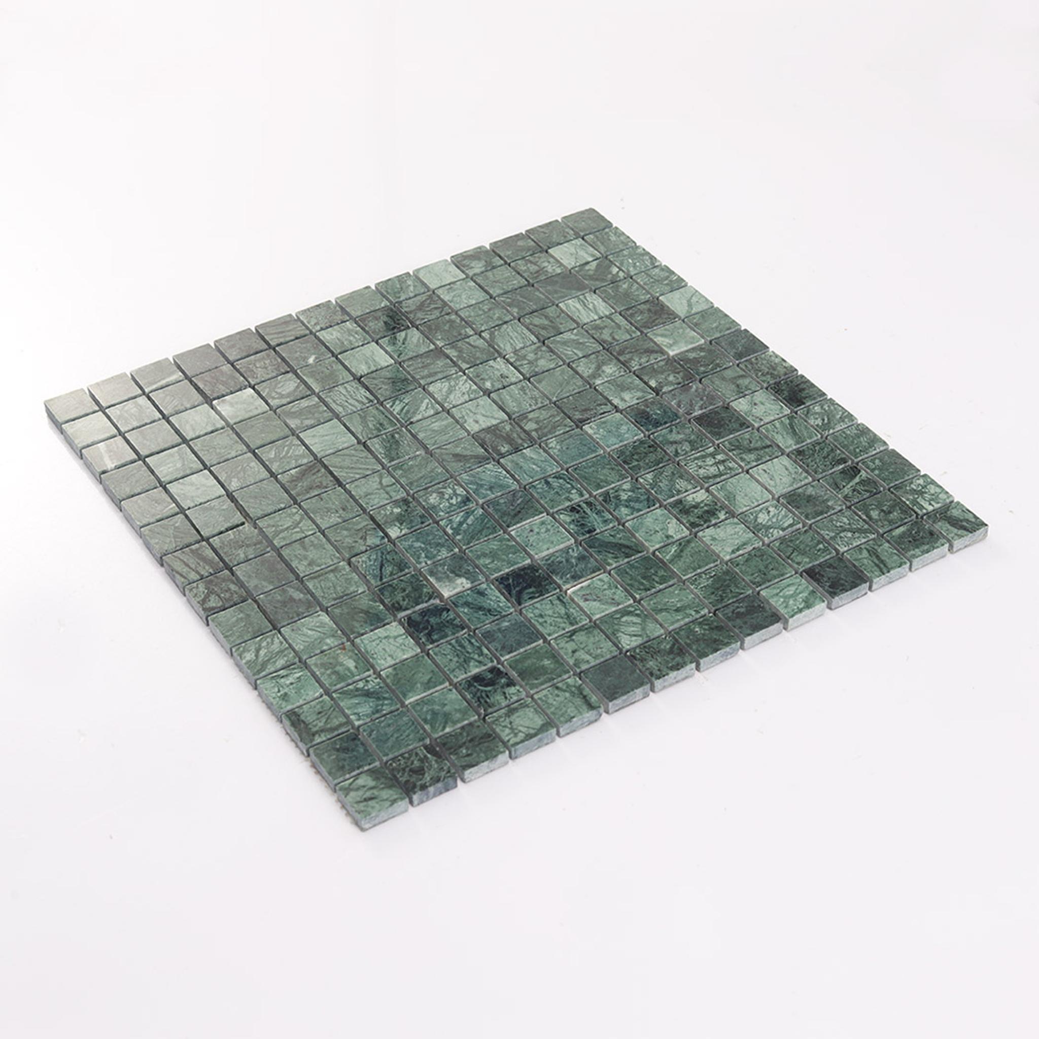 Dark Green Square Marble Mosaic Bathroom Floor Tile 12 in.X12 in. — mosaic vuông bằng đá marble xanh lục