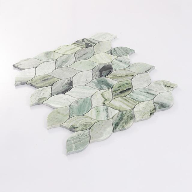 Green Leaf Marble Mosaic Tile — mosaic ghép nghệ thuật bằng đá marble xanh lục