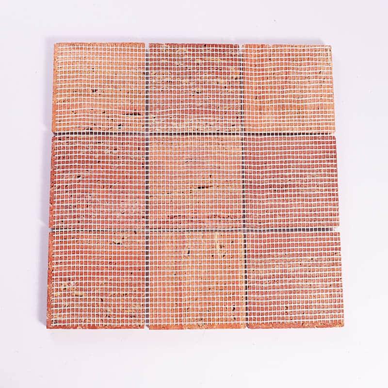 Red Travertine Big Square Mosaic Marble Tile for Floor and Wall — mosaic vuông bằng đá travertine đỏ
