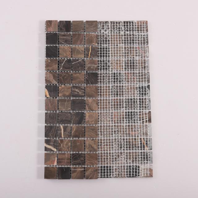 Dark Emperador Square Marble Mosaic — mosaic vuông bằng đá marble nâu Emperador