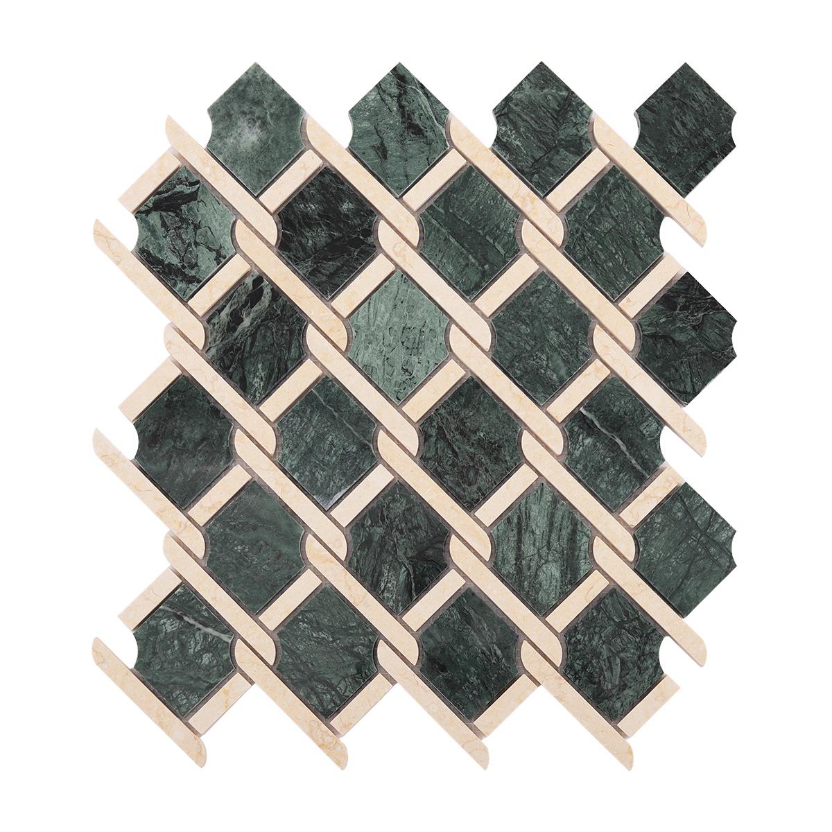 Rockart Medallion Green Marble Mosaic Tiles — mosaic ghép nghệ thuật bằng đá marble xanh lục