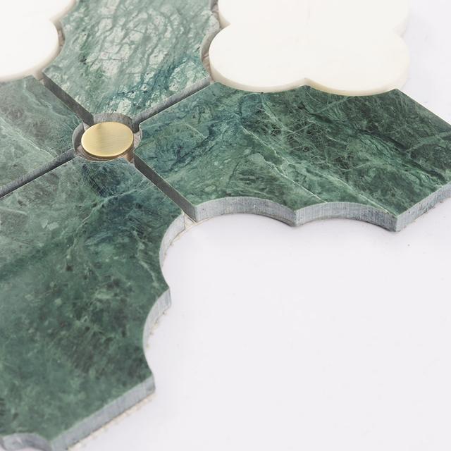 Dark Green Arabesque Marble Mosaic — mosaic arabesque bằng đá marble xanh lục đậm