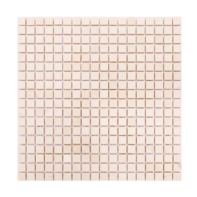 Beige Square Polished Marble Backsplash Mosaic Tiles — mosaic vuông bằng đá marble beige