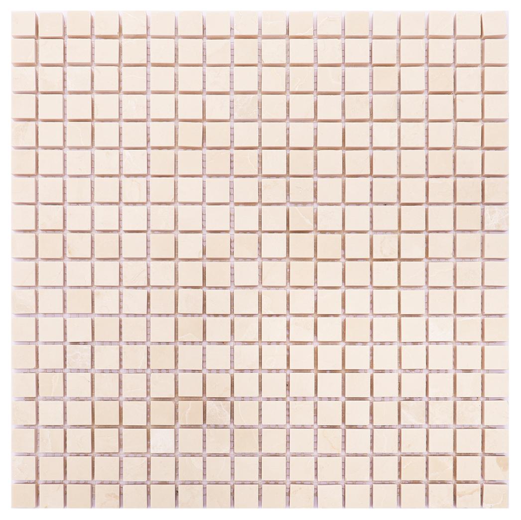 Beige Square Polished Marble Backsplash Mosaic Tiles — mosaic vuông bằng đá marble beige