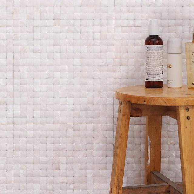 3D Natural Shell Square Mosaic Tile Backsplash Wall — mosaic vuông bằng xà cừ tự nhiên