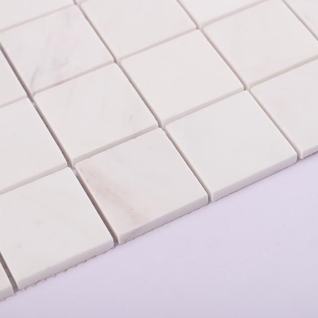 White Square Marble Floor and Wall Mosaic Tile — mosaic vuông bằng đá marble trắng
