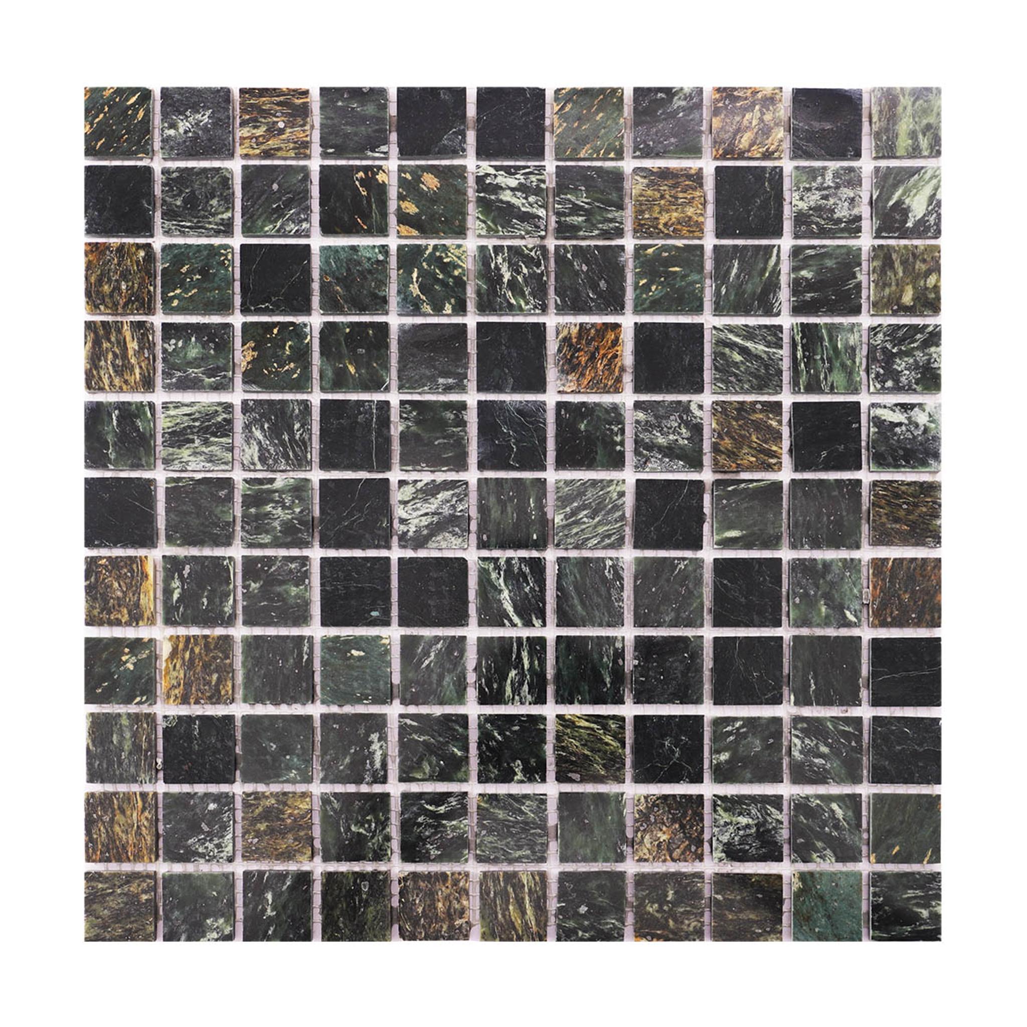 Empress Green Marble Mosaic Tiles 23x23mm — mosaic ghép nghệ thuật bằng đá marble xanh lục