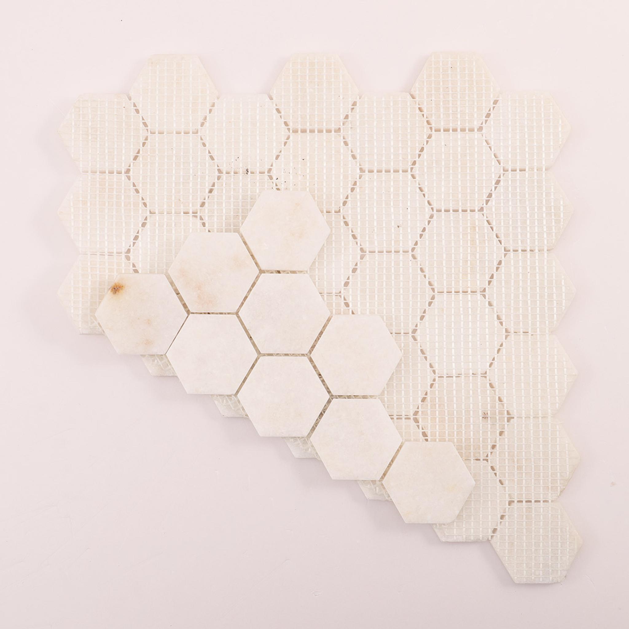 Crystal White Hexagon Marble Mosaic Tiles — mosaic lục giác bằng đá marble trắng