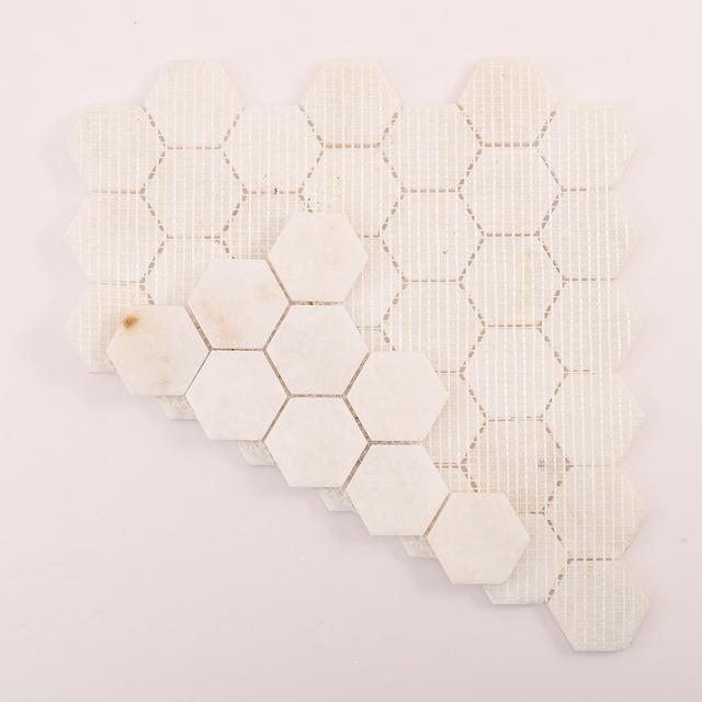 Crystal White Hexagon Marble Mosaic Tiles — mosaic lục giác bằng đá marble trắng
