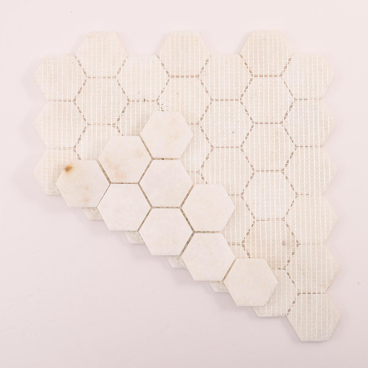 Crystal White Hexagon Marble Mosaic Tiles — mosaic lục giác bằng đá marble trắng