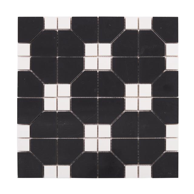 Black Octagon and White Dot Marble Mosaic (bát giác đen chấm vuông trắng) — Rochelle Rochelle Stone