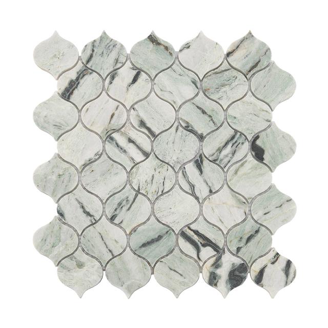 Light Green Arabesque Marble Tile 10.63 in. x 10.63 in. — mosaic arabesque bằng đá marble xanh lục