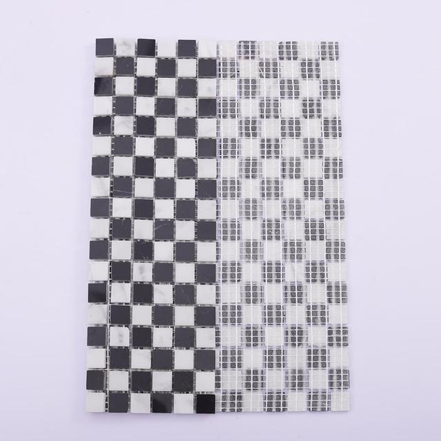 Black and White Checkered Marble Mosaic Tile for Wall & Floor — mosaic ghép nghệ thuật bằng đá marble đen & trắng