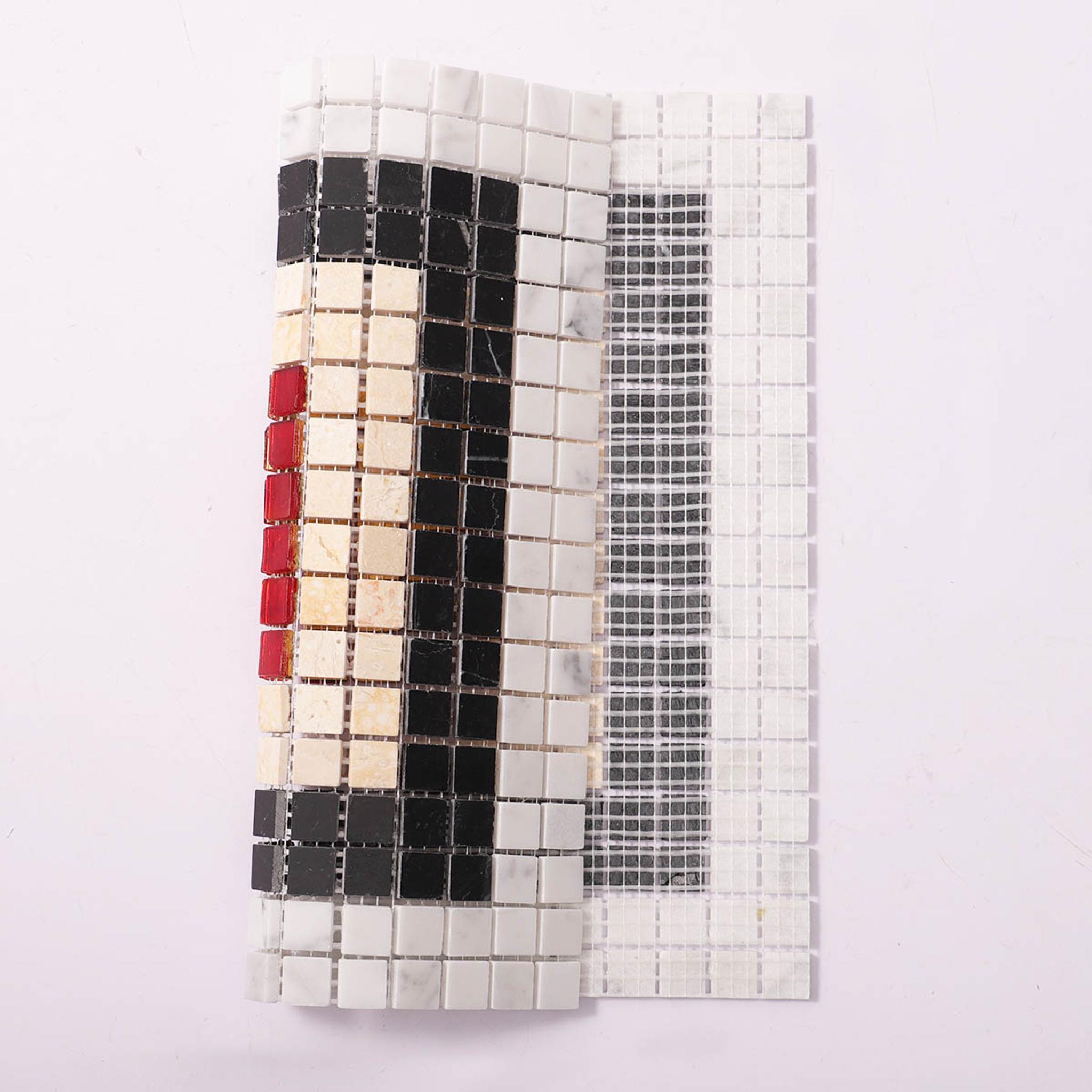 Glass and Marble Red Dot Mosaic Tiles — mosaic ghép nghệ thuật bằng đá marble đỏ