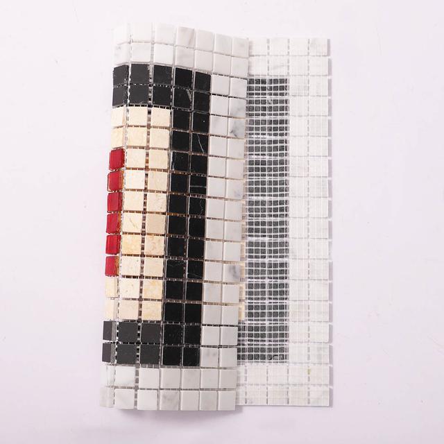 Glass and Marble Red Dot Mosaic Tiles — mosaic ghép nghệ thuật bằng đá marble đỏ