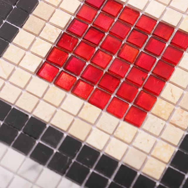 Glass and Marble Red Dot Mosaic Tiles — mosaic ghép nghệ thuật bằng đá marble đỏ