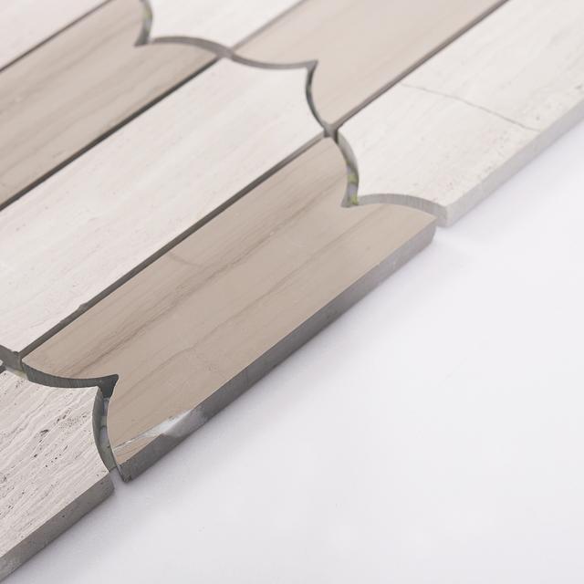 Limestone Wooden Beige Marble Mosaic Tile for Natural Interiors — mosaic ghép nghệ thuật bằng đá vôi (limestone) beige