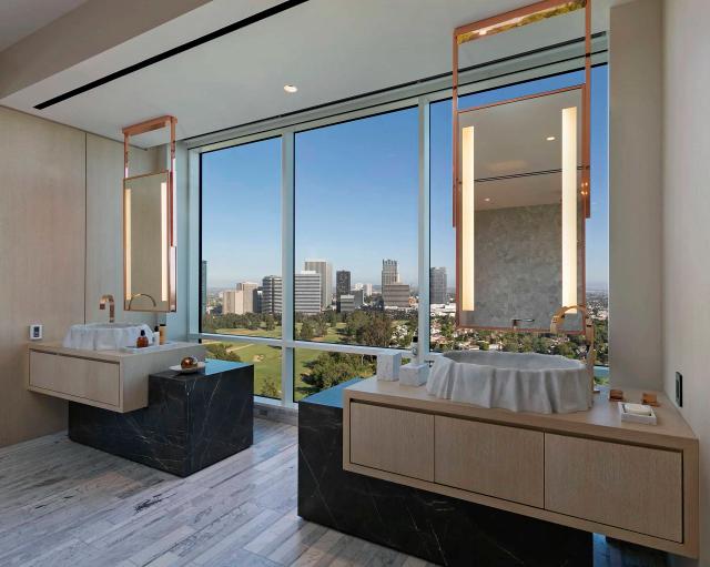 Lavabo đá đặt bàn V — nội thất đá Rochelle Stone
