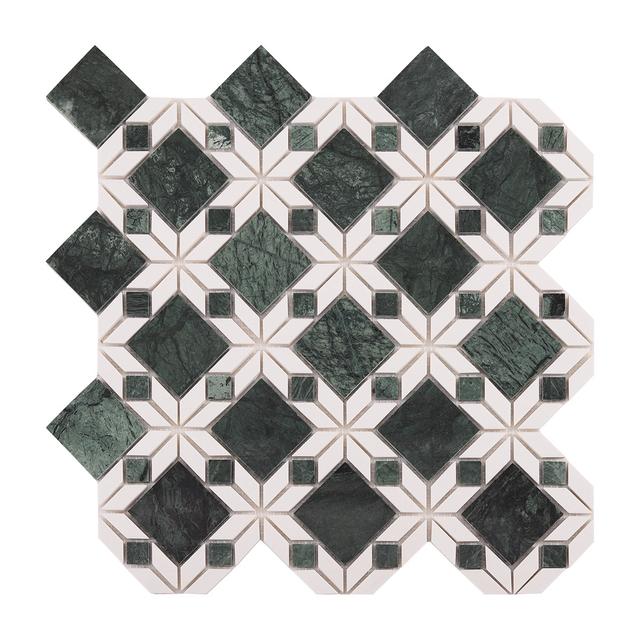 Green and White Marble Star Mosaic Tiles — Rochelle Rochelle Stone
