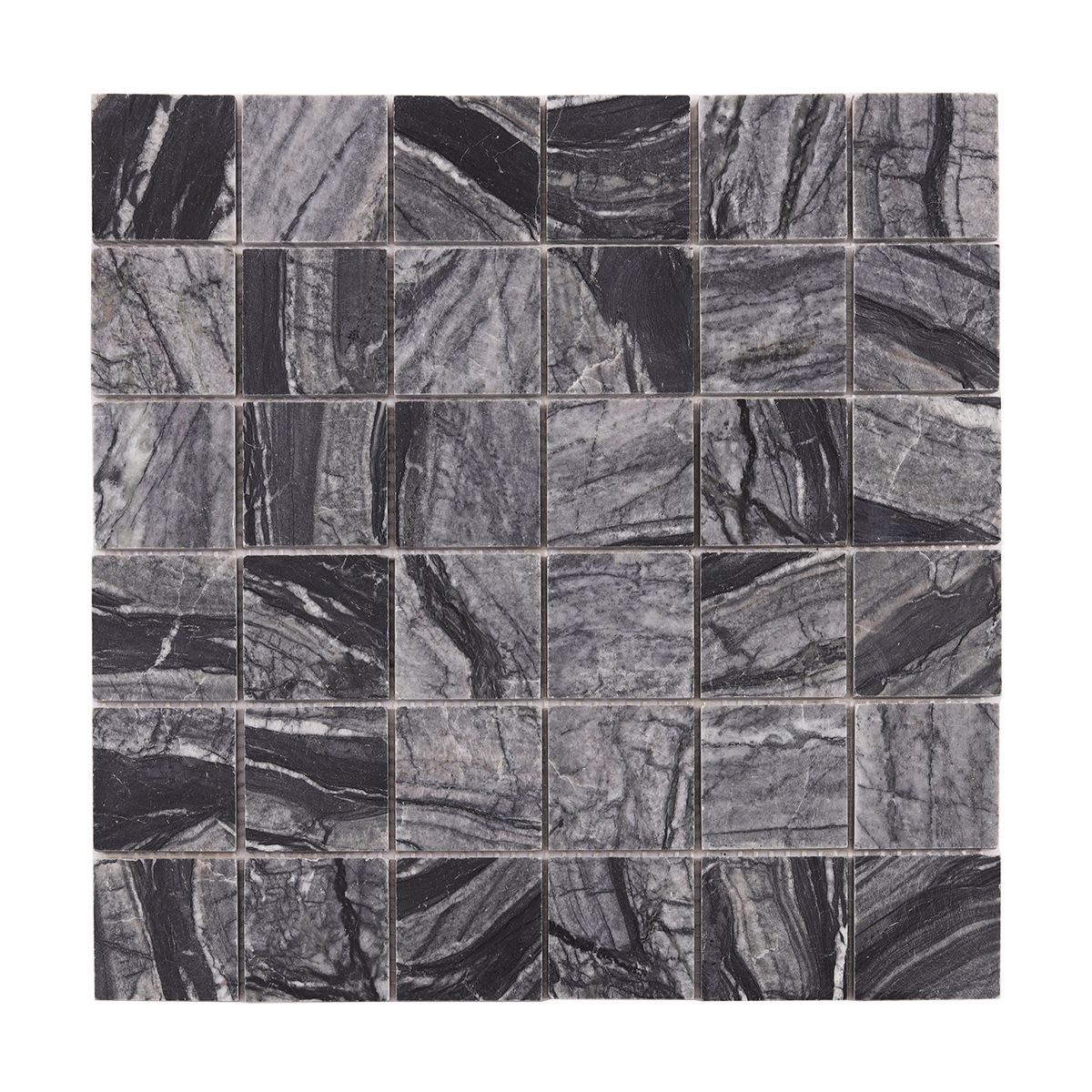 Bardiglio Square Marble Mosaic Tiles 48X48 for Elegant Spaces — mosaic vuông bằng đá marble tự nhiên