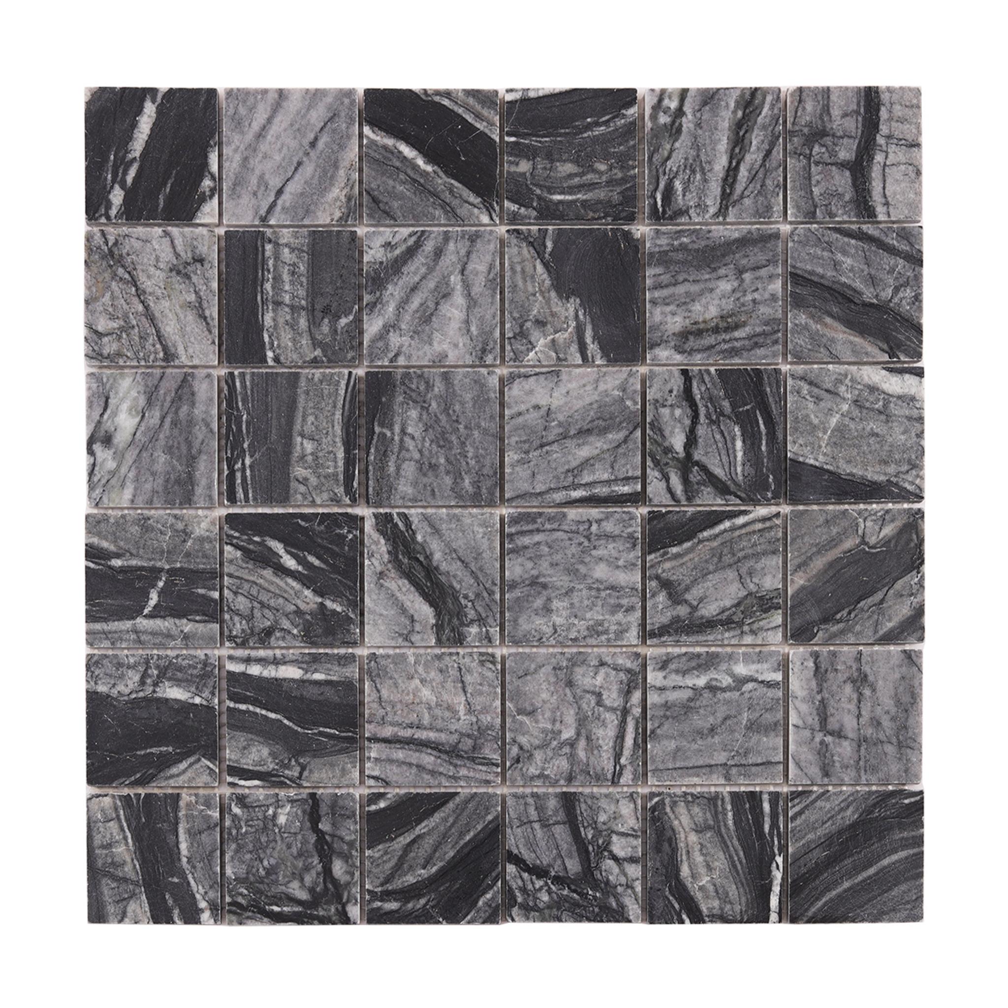 Bardiglio Square Marble Mosaic Tiles 48X48 for Elegant Spaces — mosaic vuông bằng đá marble tự nhiên