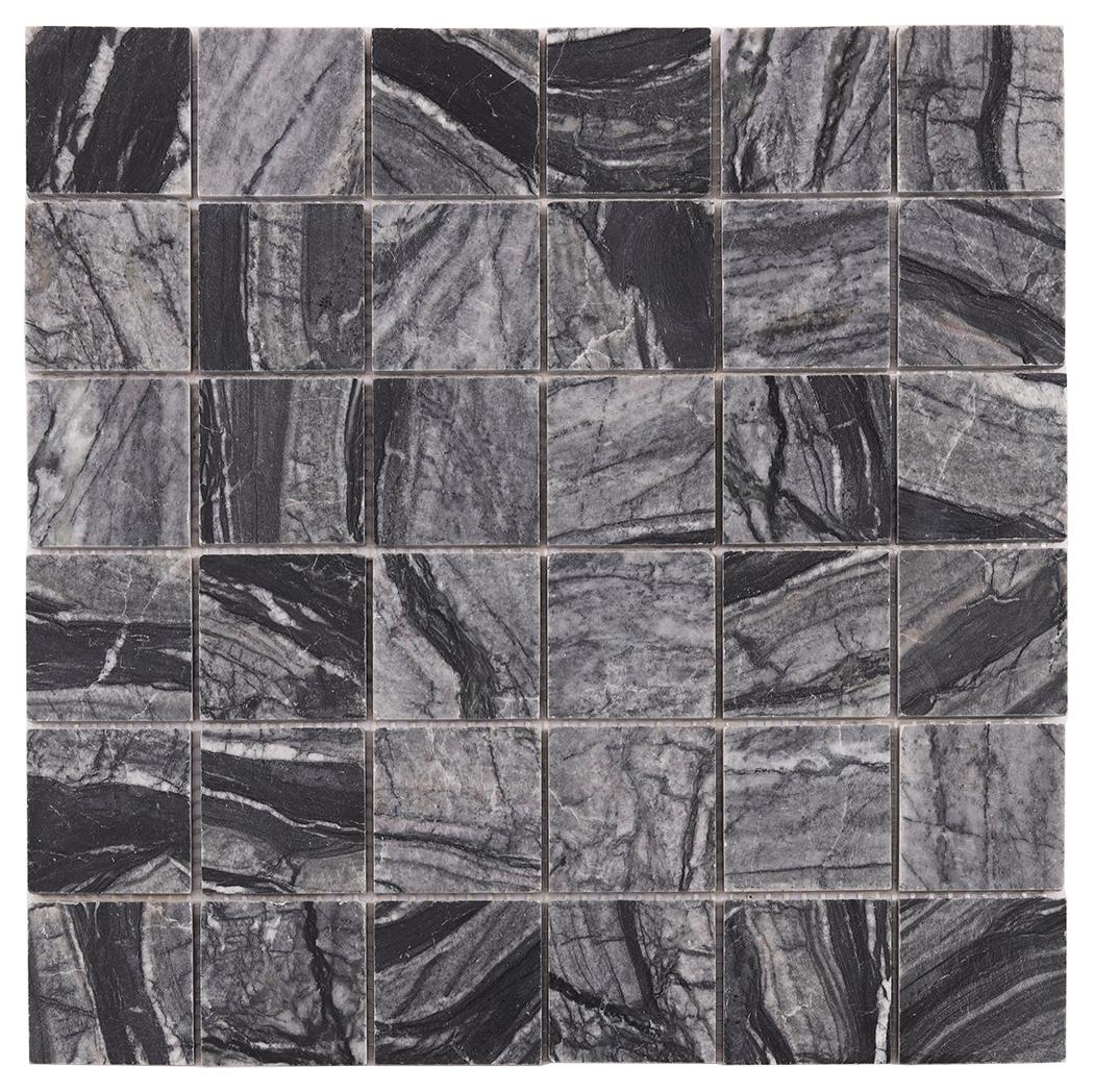 Bardiglio Square Marble Mosaic Tiles 48X48 for Elegant Spaces — mosaic vuông bằng đá marble tự nhiên