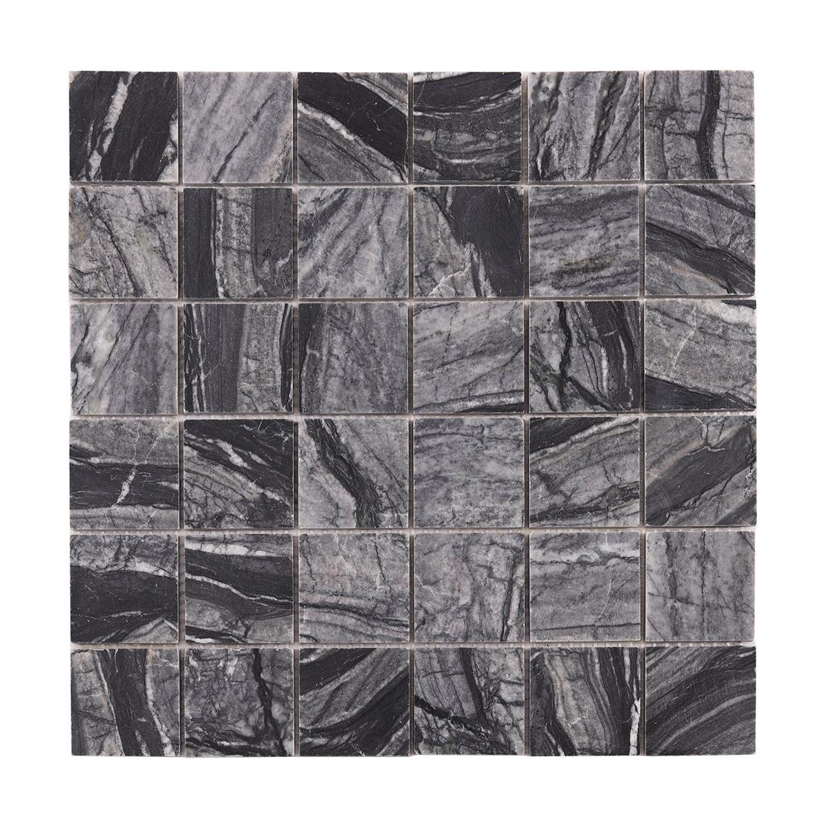 Bardiglio Square Marble Mosaic Tiles 48X48 for Elegant Spaces — mosaic vuông bằng đá marble tự nhiên