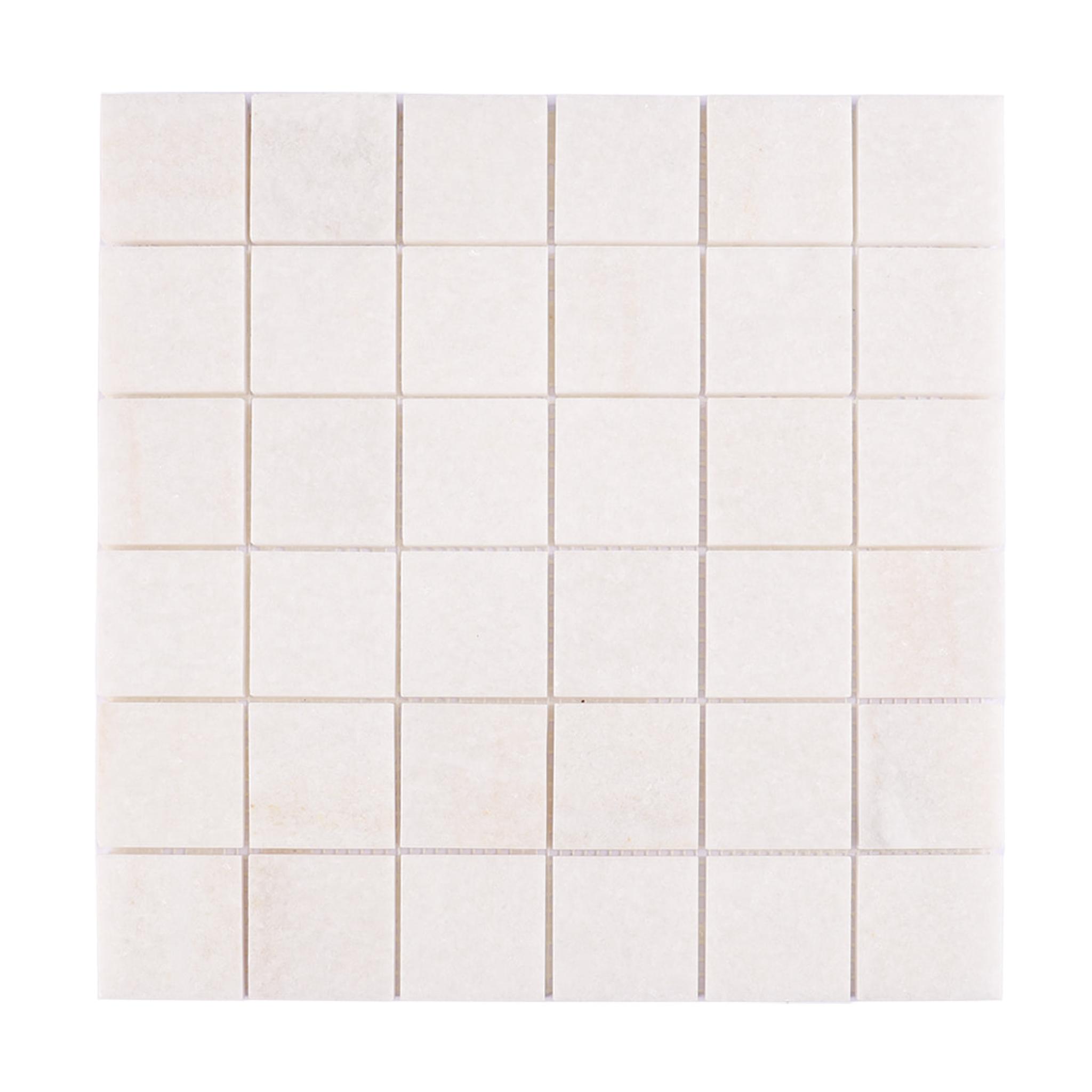 White Square Marble Mosaic Tile 2 x 2 Inch — mosaic vuông bằng đá marble trắng