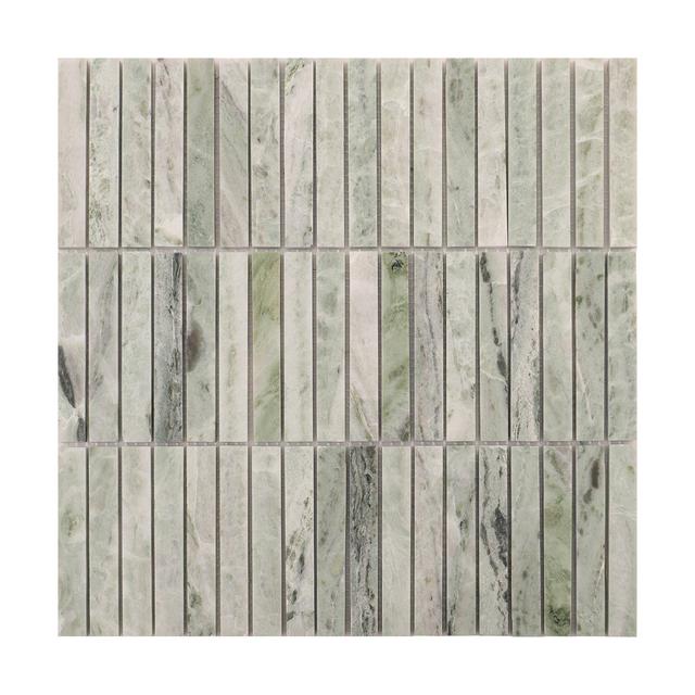 Polished Ming Green Marble Vertical Mosaic Wall Tiles — mosaic ghép nghệ thuật bằng đá marble xanh lục