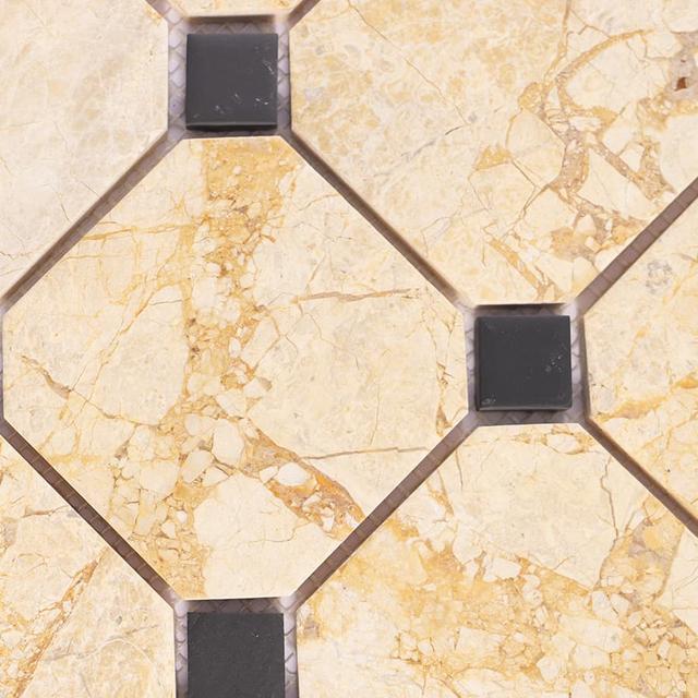 Crema Octagon Marble With Black Dot Mosaic Tile For Walls And Floors — mosaic ghép nghệ thuật bằng đá marble đen