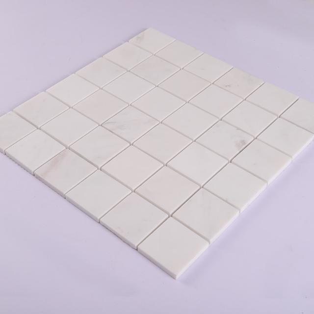 White Square Marble Floor and Wall Mosaic Tile — mosaic vuông bằng đá marble trắng