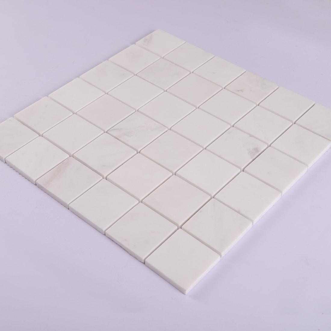 White Square Marble Floor and Wall Mosaic Tile — mosaic vuông bằng đá marble trắng
