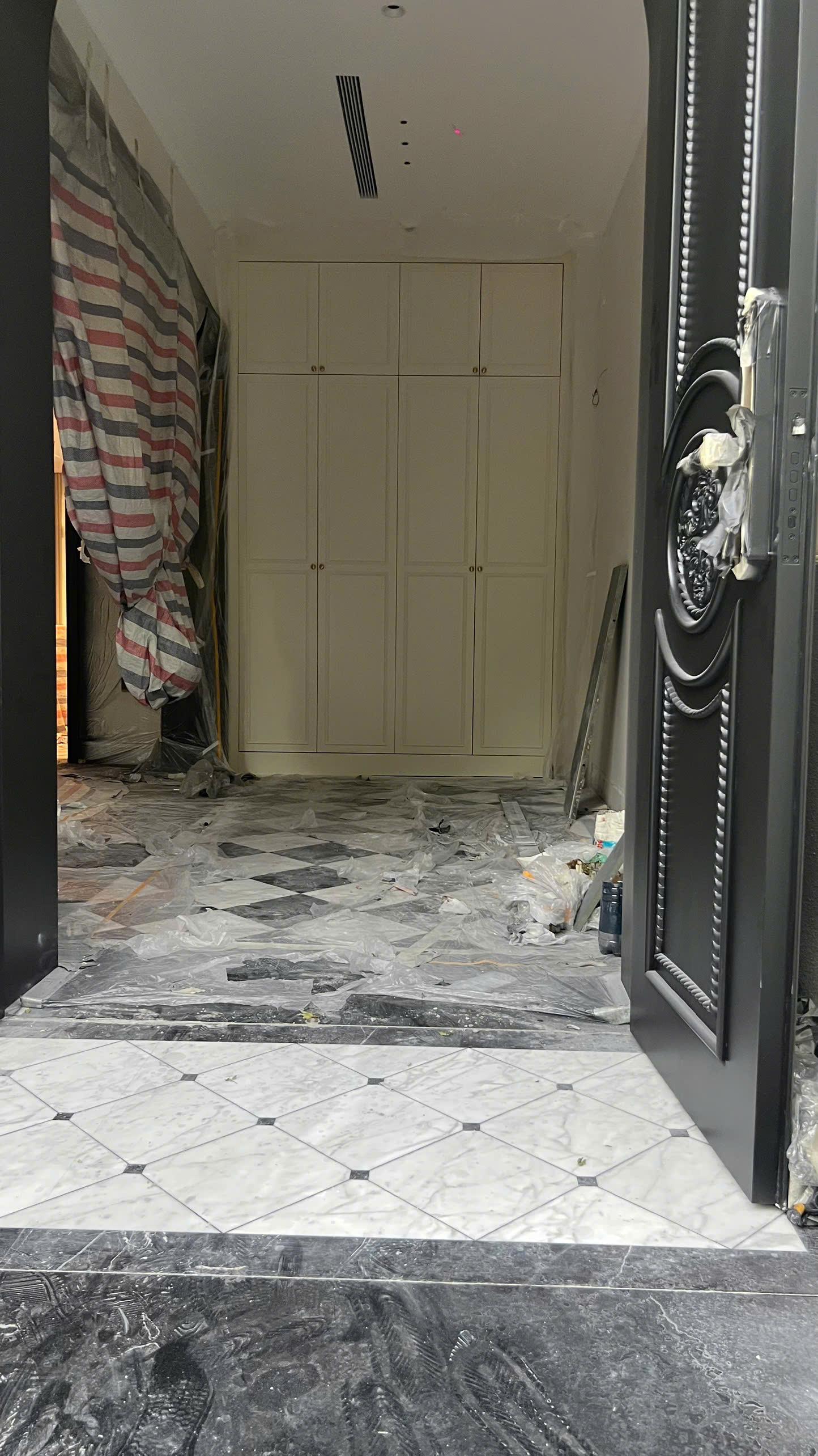 Lát sàn marble (caro) — Marble trắng Carrara + đen