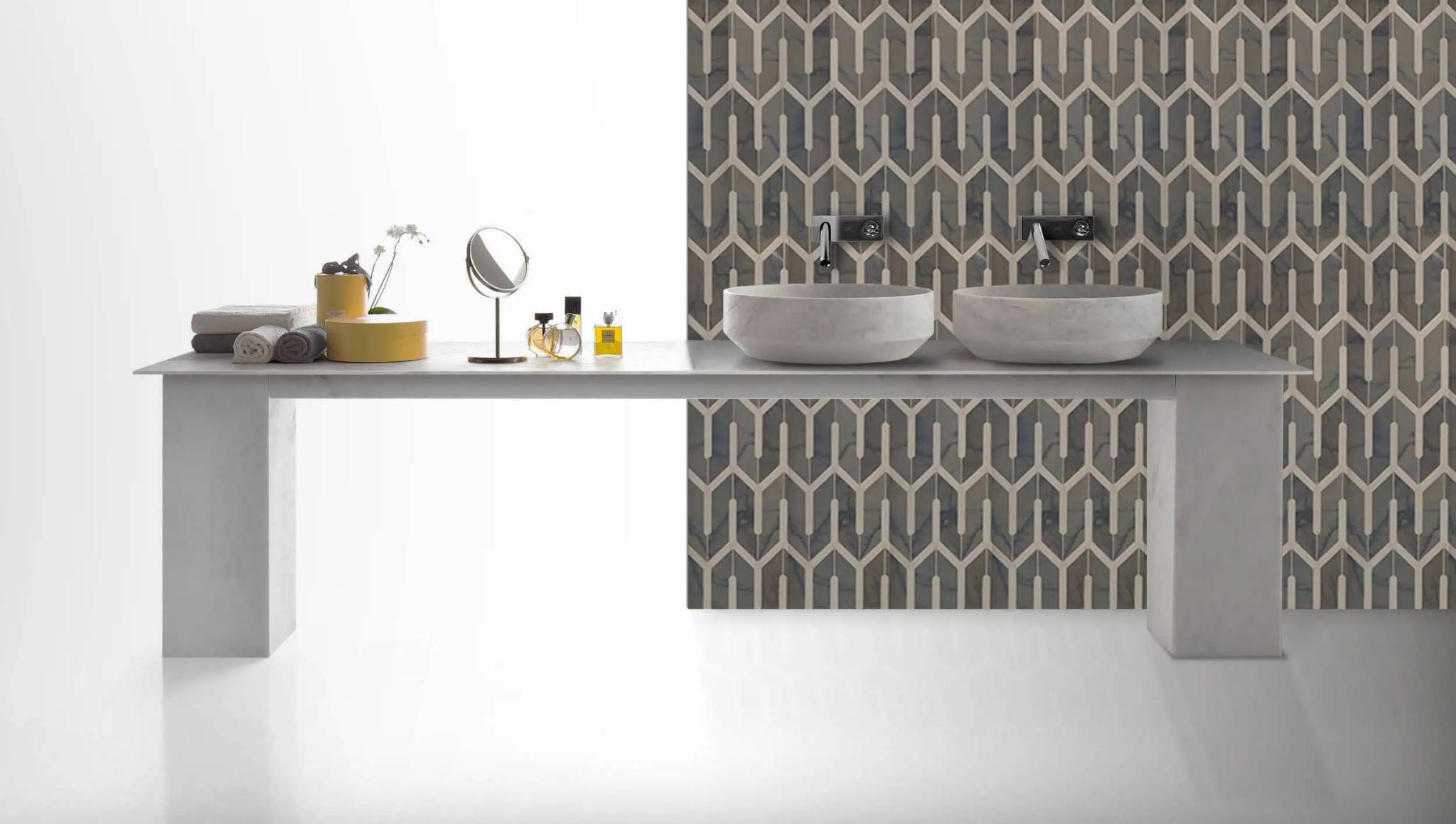 Lavabo đá dạng khối III — nội thất đá Rochelle Couture