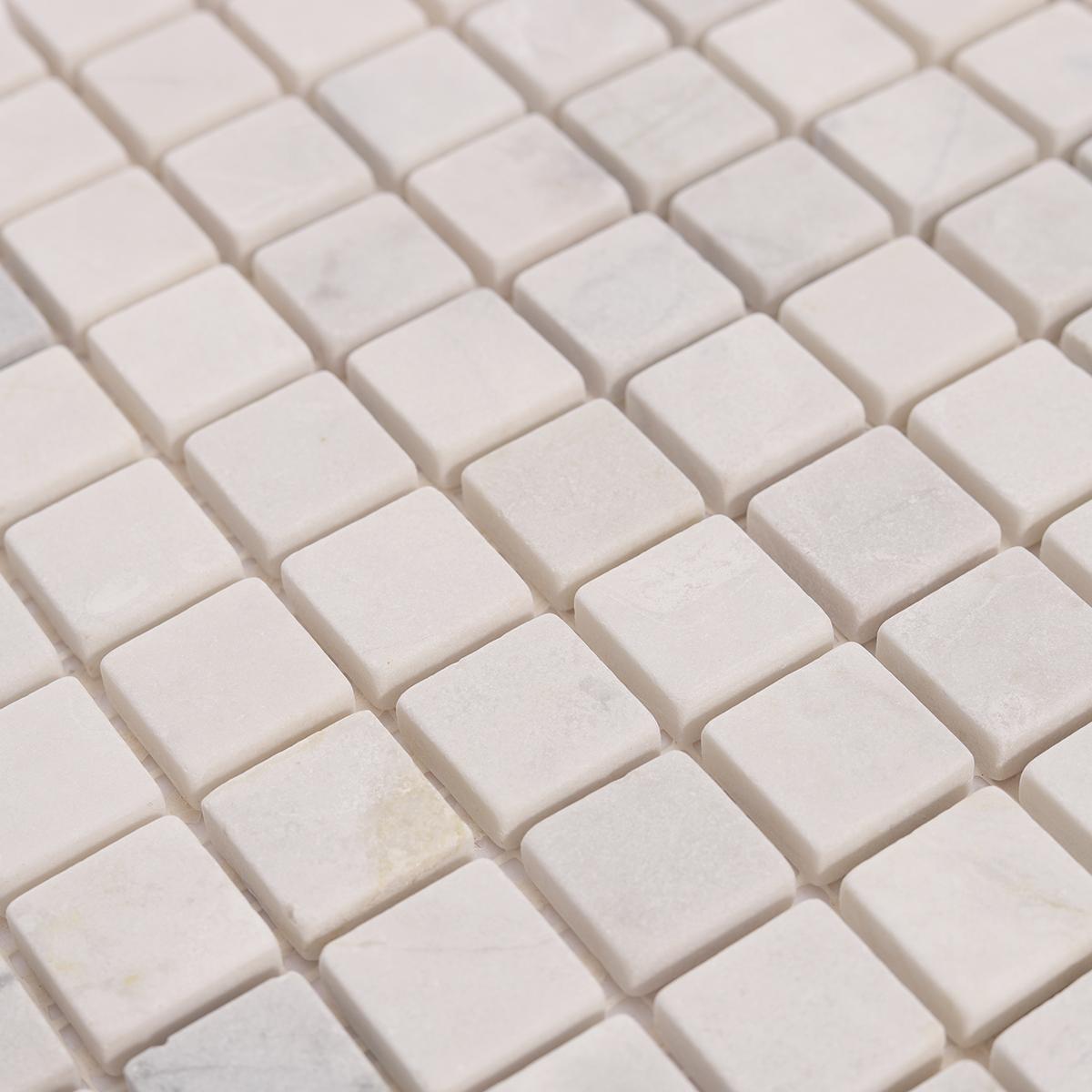 Thassos White Square Marble Mosaic Tiles for Walls & Floors — mosaic vuông bằng đá marble trắng