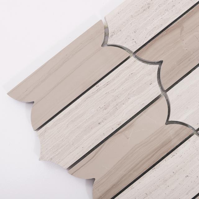 Limestone Wooden Beige Marble Mosaic Tile for Natural Interiors — mosaic ghép nghệ thuật bằng đá vôi (limestone) beige