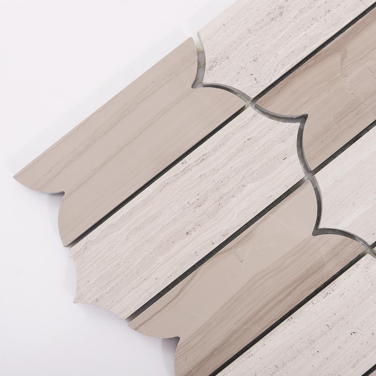 Limestone Wooden Beige Marble Mosaic Tile for Natural Interiors — mosaic ghép nghệ thuật bằng đá vôi (limestone) beige
