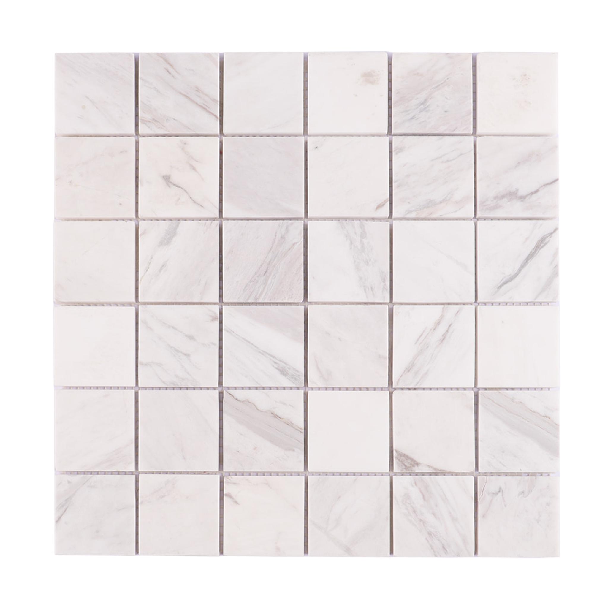 Jazz White Natural Marble Square Mosaic Tile — mosaic vuông bằng đá marble trắng